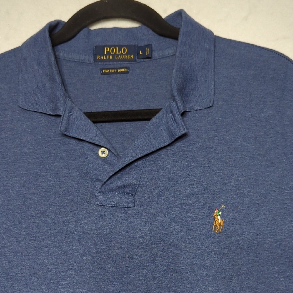 Polo Ralph Lauren Super soft Pima Cotton Heather Blue Polo Flesh Pony Men's‎ L